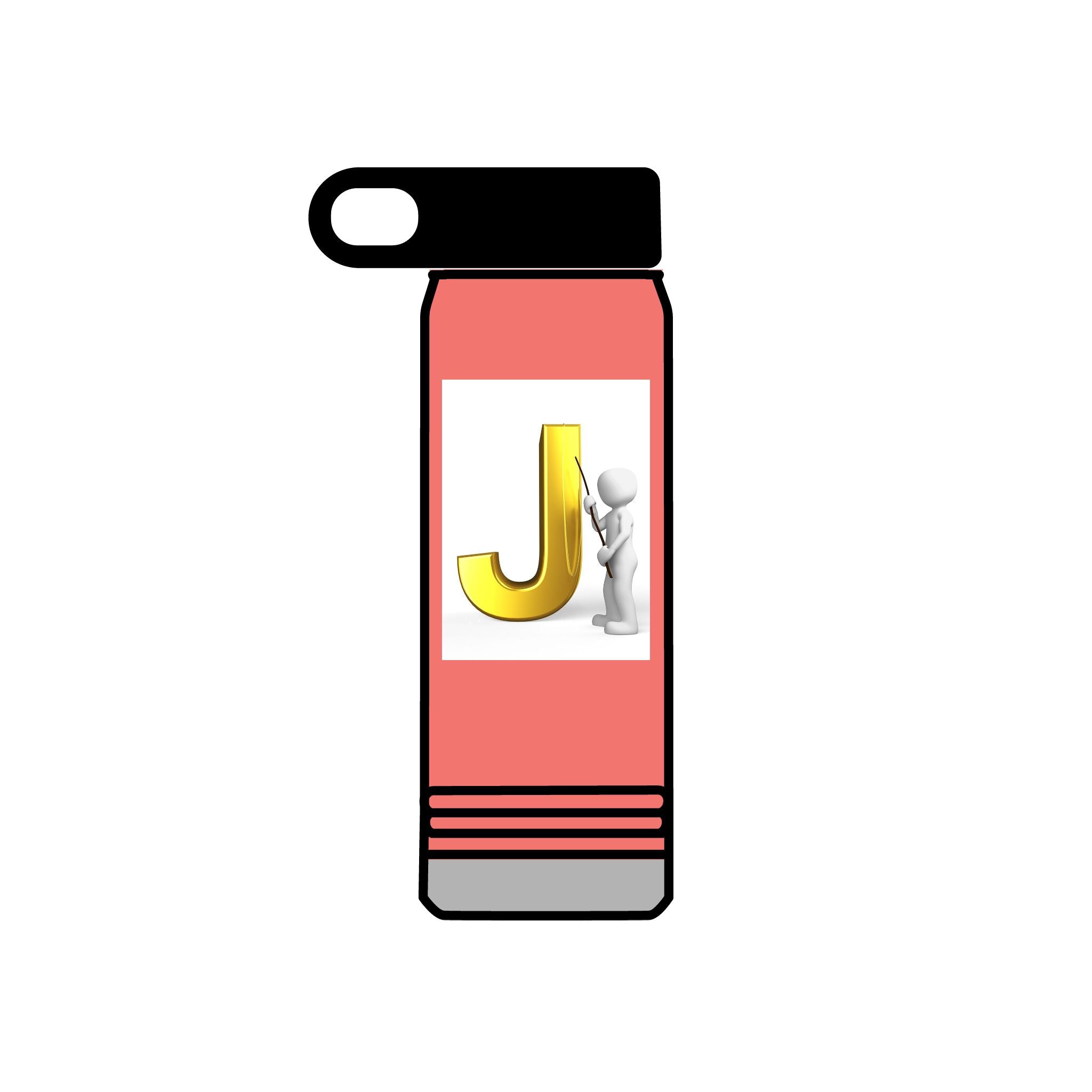 Bouteille d'eau Monogramme Lettre J Or | Initiale J 590 ml