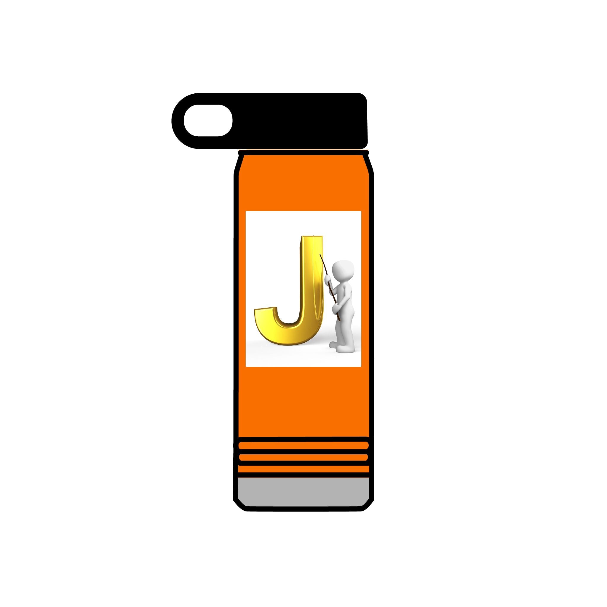 Bouteille d'eau Monogramme Lettre J Or | Initiale J 590 ml