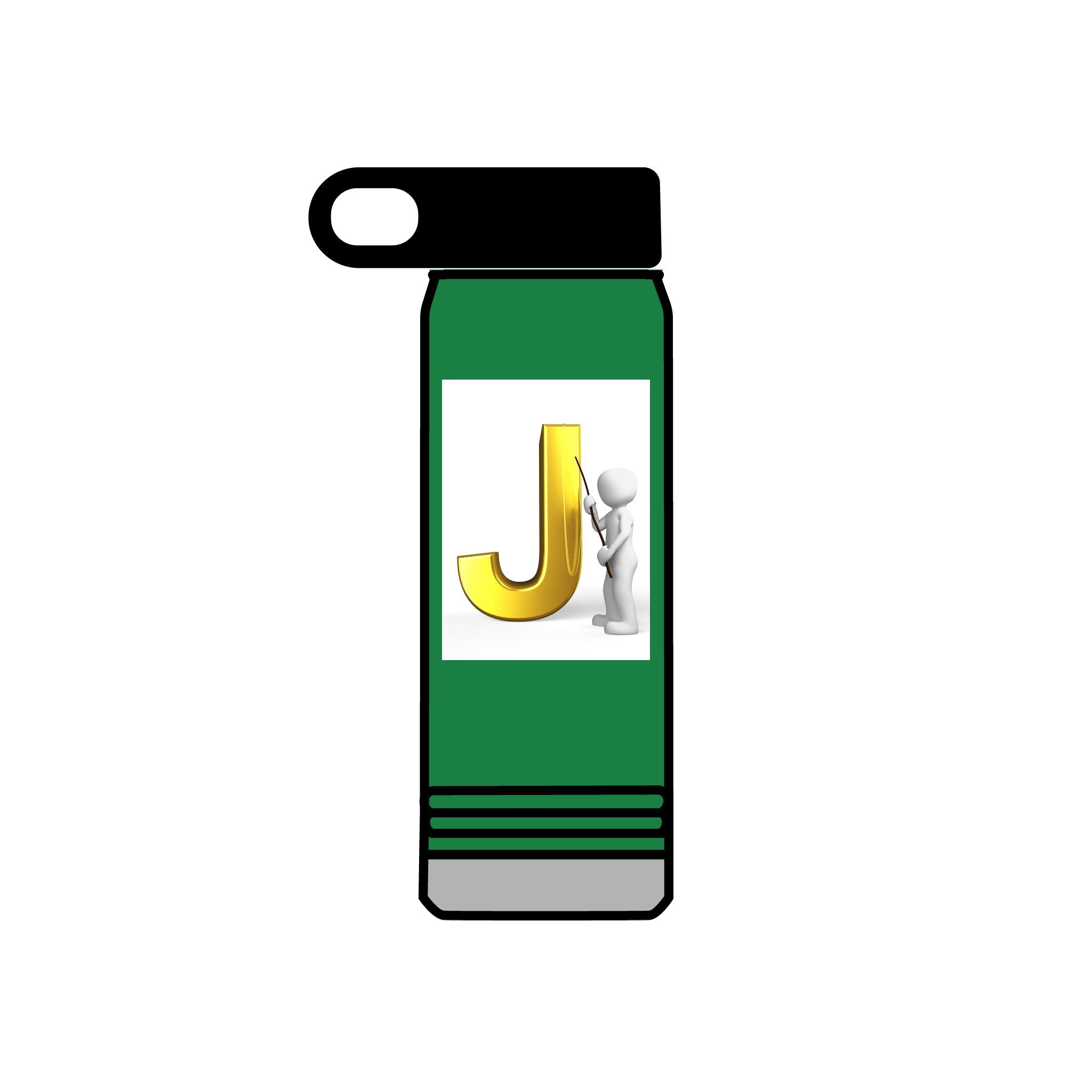 Bouteille d'eau Monogramme Lettre J Or | Initiale J 590 ml