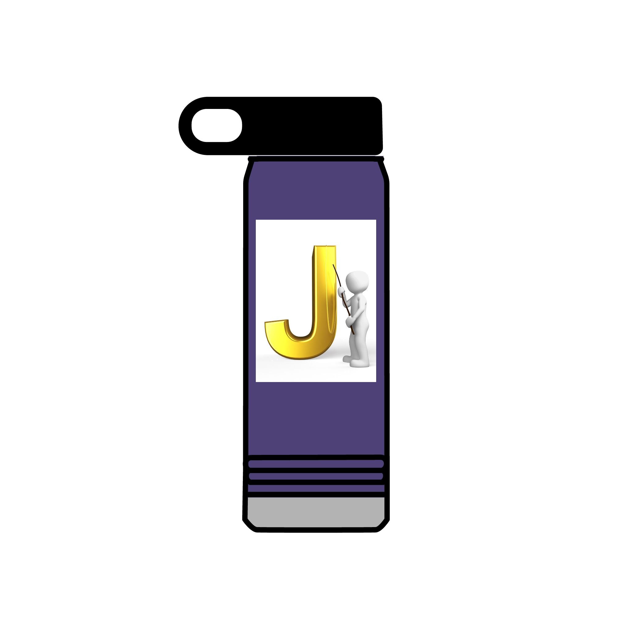 Bouteille d'eau Monogramme Lettre J Or | Initiale J 590 ml