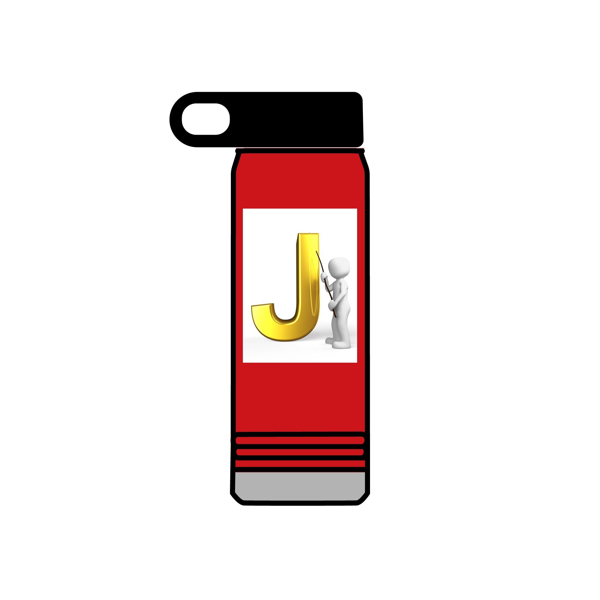 Bouteille d'eau Monogramme Lettre J Or | Initiale J 590 ml