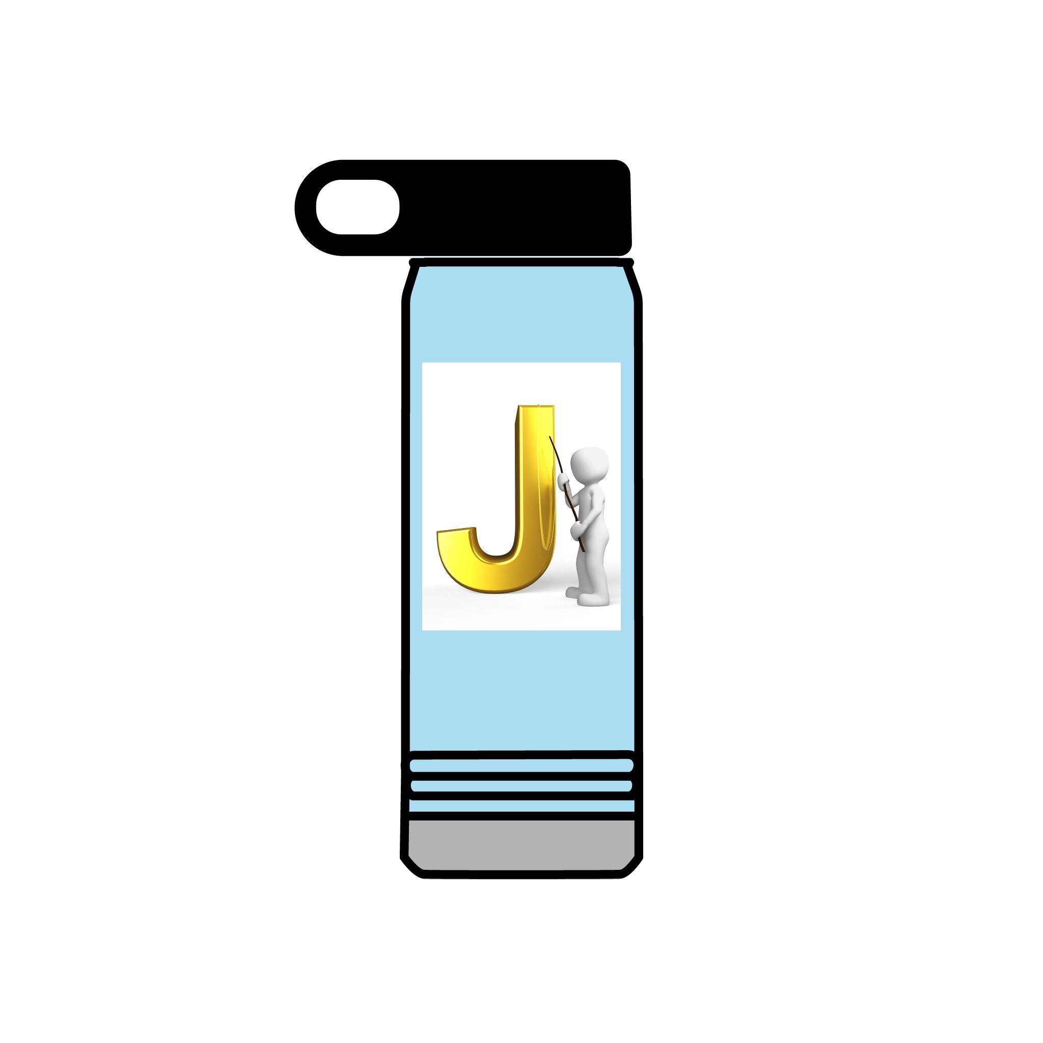 Bouteille d'eau Monogramme Lettre J Or | Initiale J 590 ml