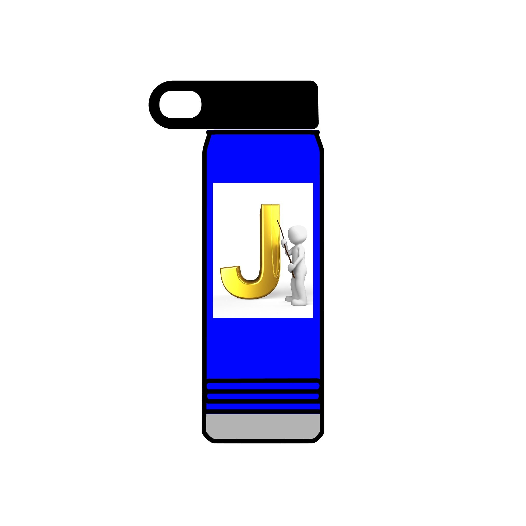 Bouteille d'eau Monogramme Lettre J Or | Initiale J 590 ml