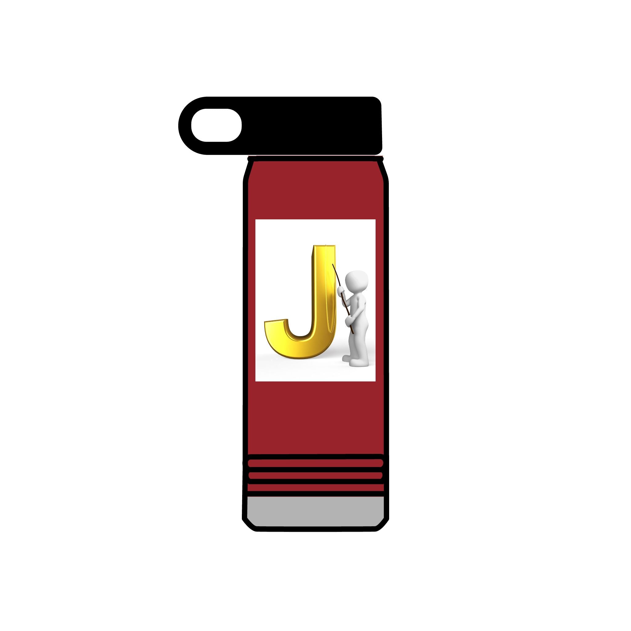 Bouteille d'eau Monogramme Lettre J Or | Initiale J 590 ml
