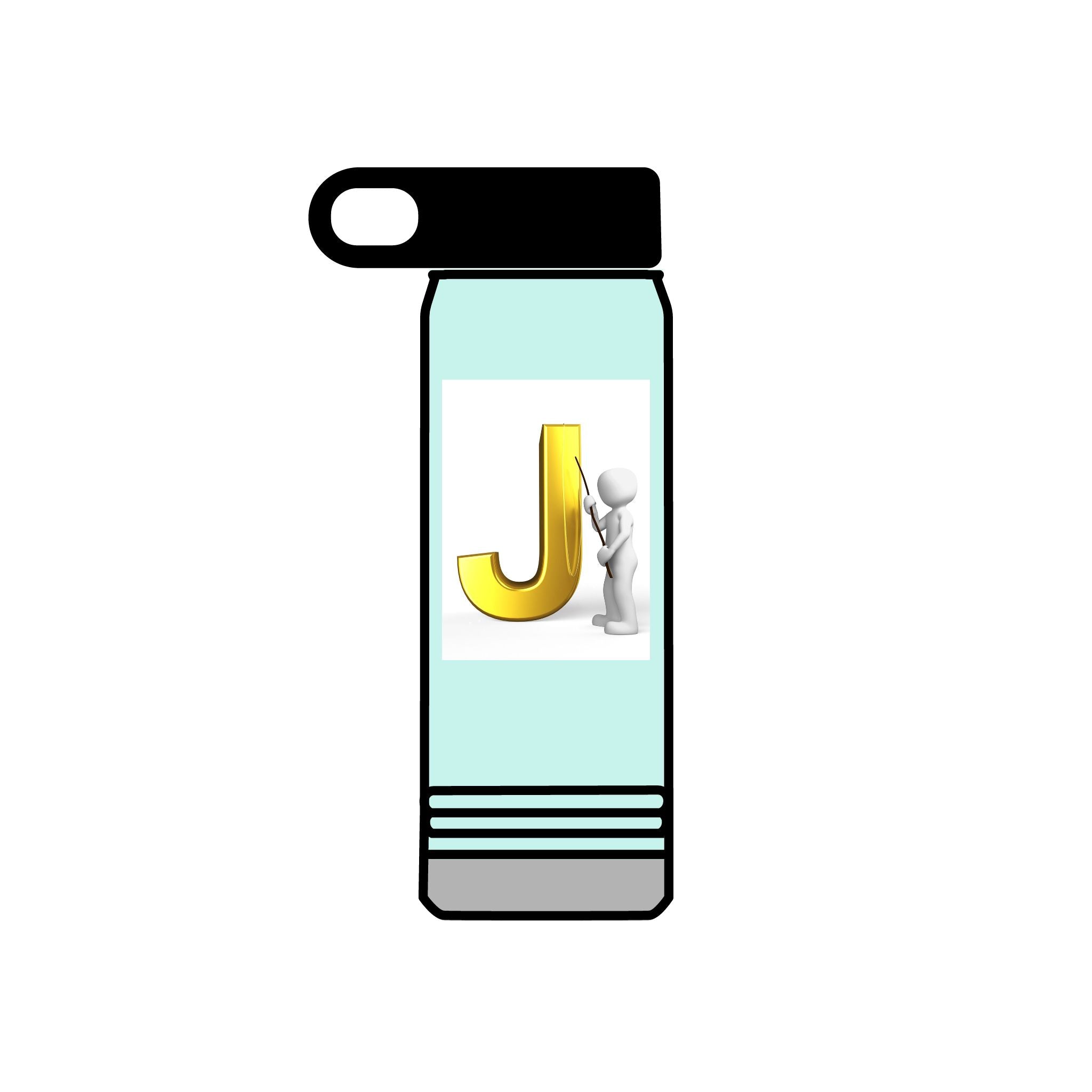 Bouteille d'eau Monogramme Lettre J Or | Initiale J 590 ml