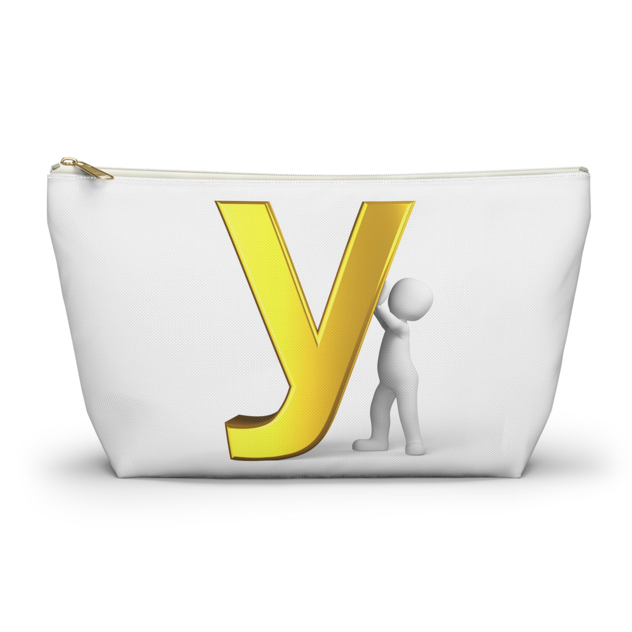 Gold Letter Y with 3D Figure Accessory Pouch