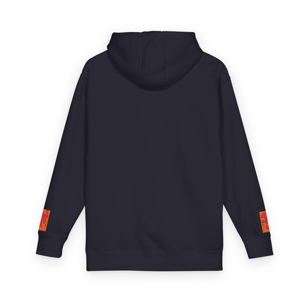 Orange Phoenix Pixel Art Hoodie | Square Chest & Sleeve Patch