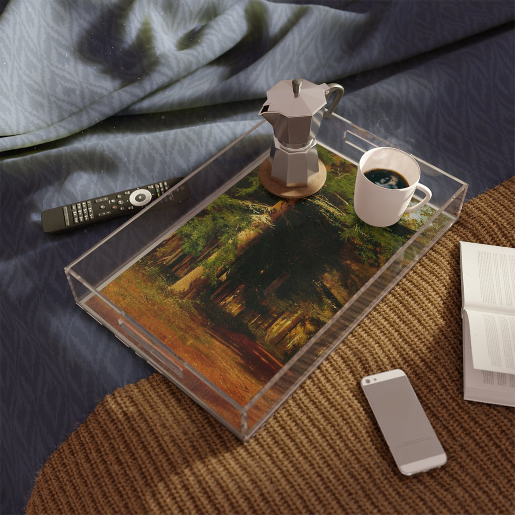 Autumn Forest Landscape Acrylic Serving Tray | Fall Trees Woodland Scene