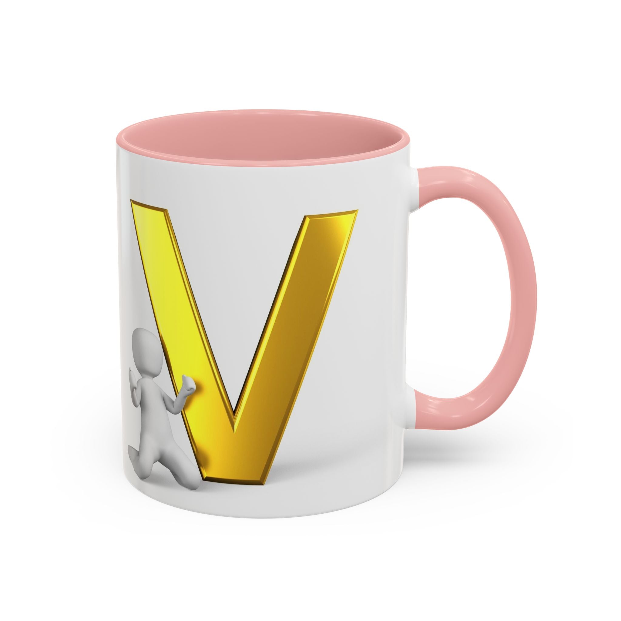 Gold Letter V Mug | Accent Coffee Mug 11oz 15oz
