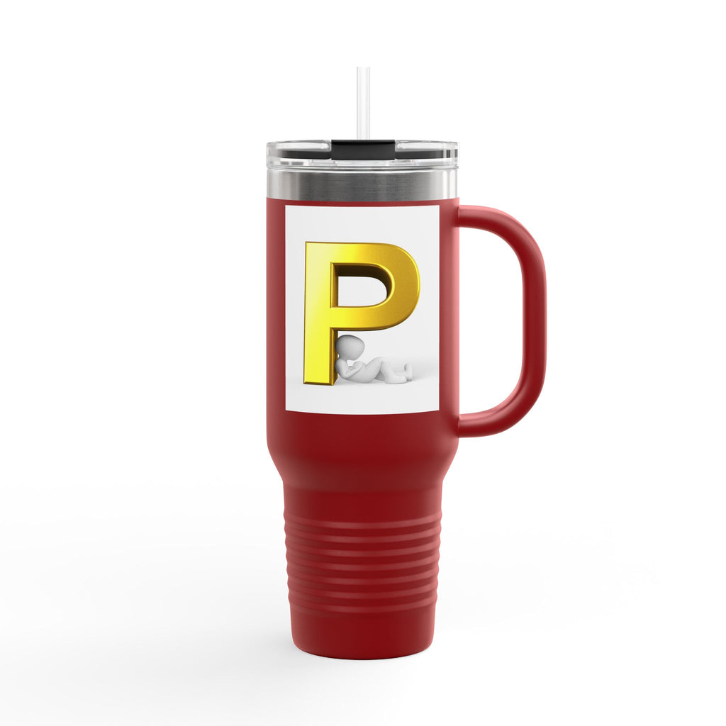 Gold Letter P Monogram Travel Mug | 40oz Insulated Tumbler