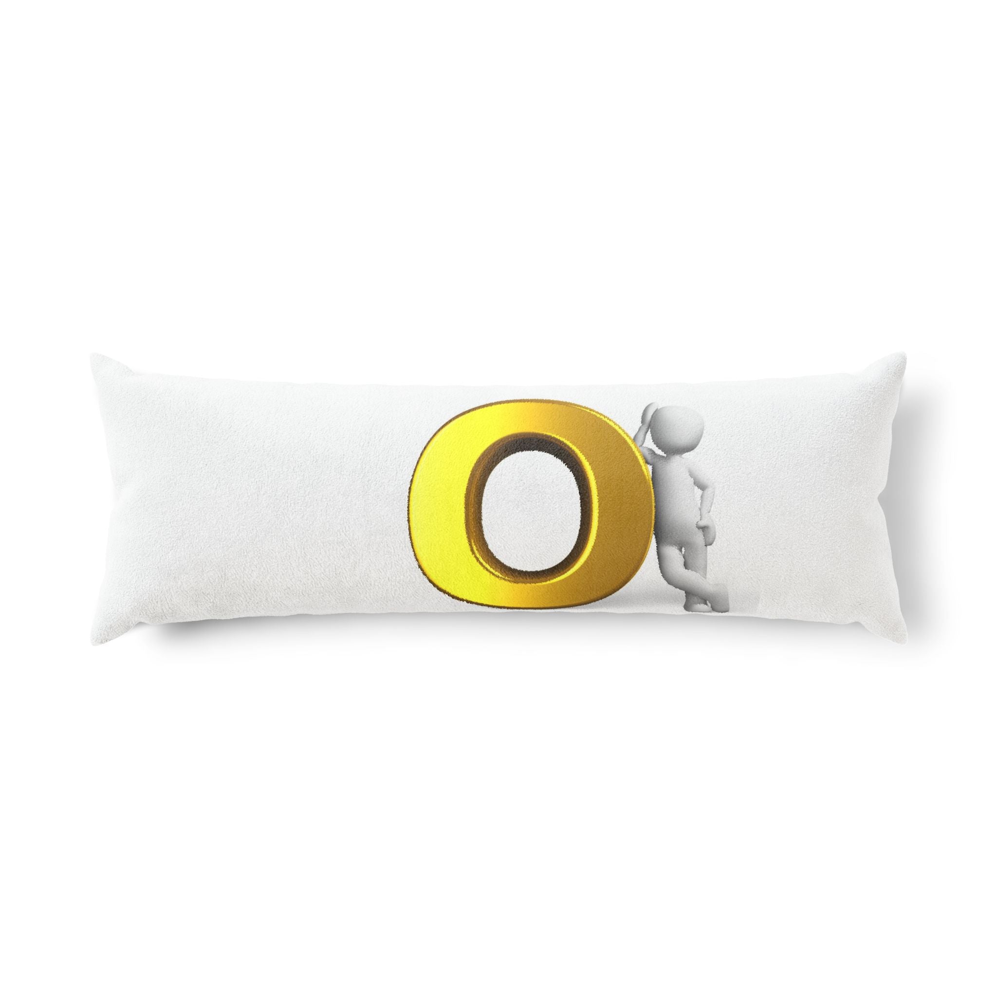 3D Gold Letter O with Leaning Figure Body Pillow | Alphabet Initial Pillowcase