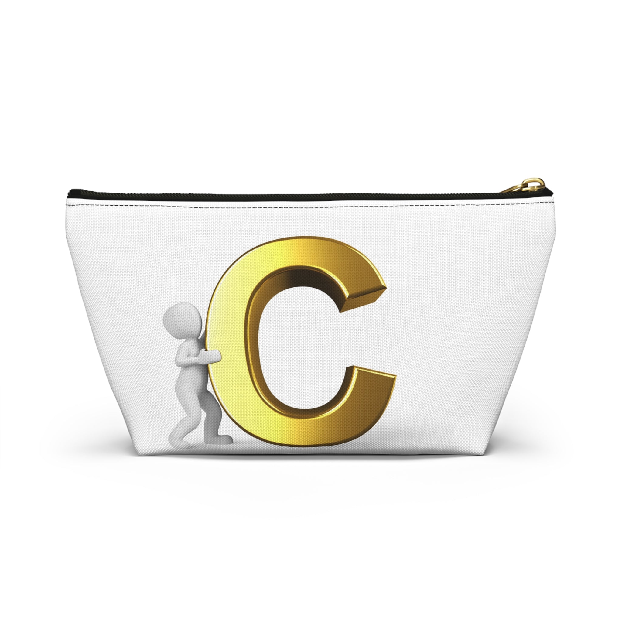 Gold Letter C Monogram Accessory Pouch | Initial Cosmetic Bag
