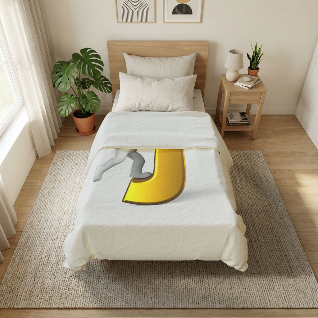 Gold Letter J Initial Duvet Cover | Monogram Bedding