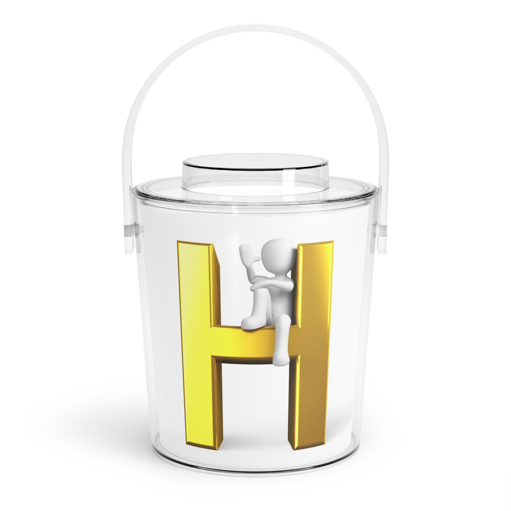 Gold Letter H monogram Ice Bucket with Tongs | Custom Initial Party Cooler
