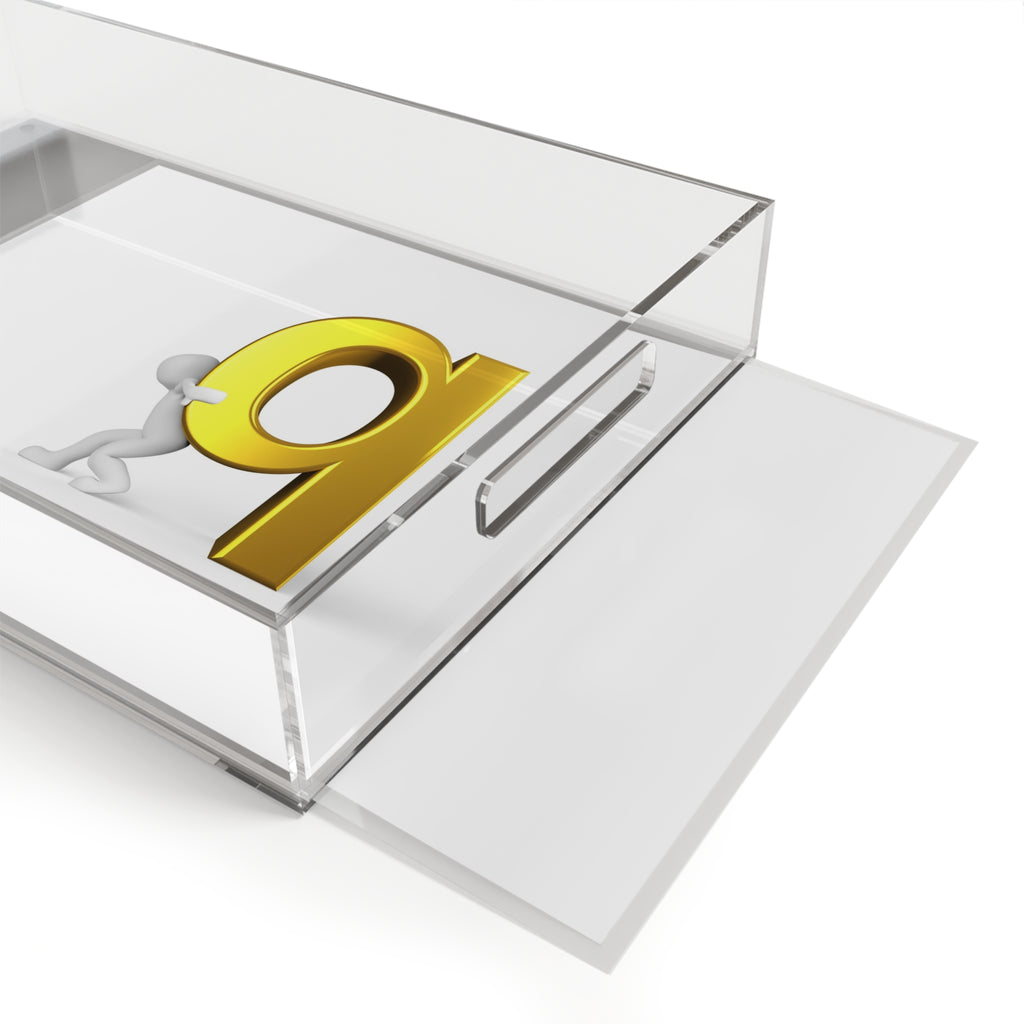 3D Figure Pushing Gold Letter Q Acrylic Serving Tray | Alphabet Decor