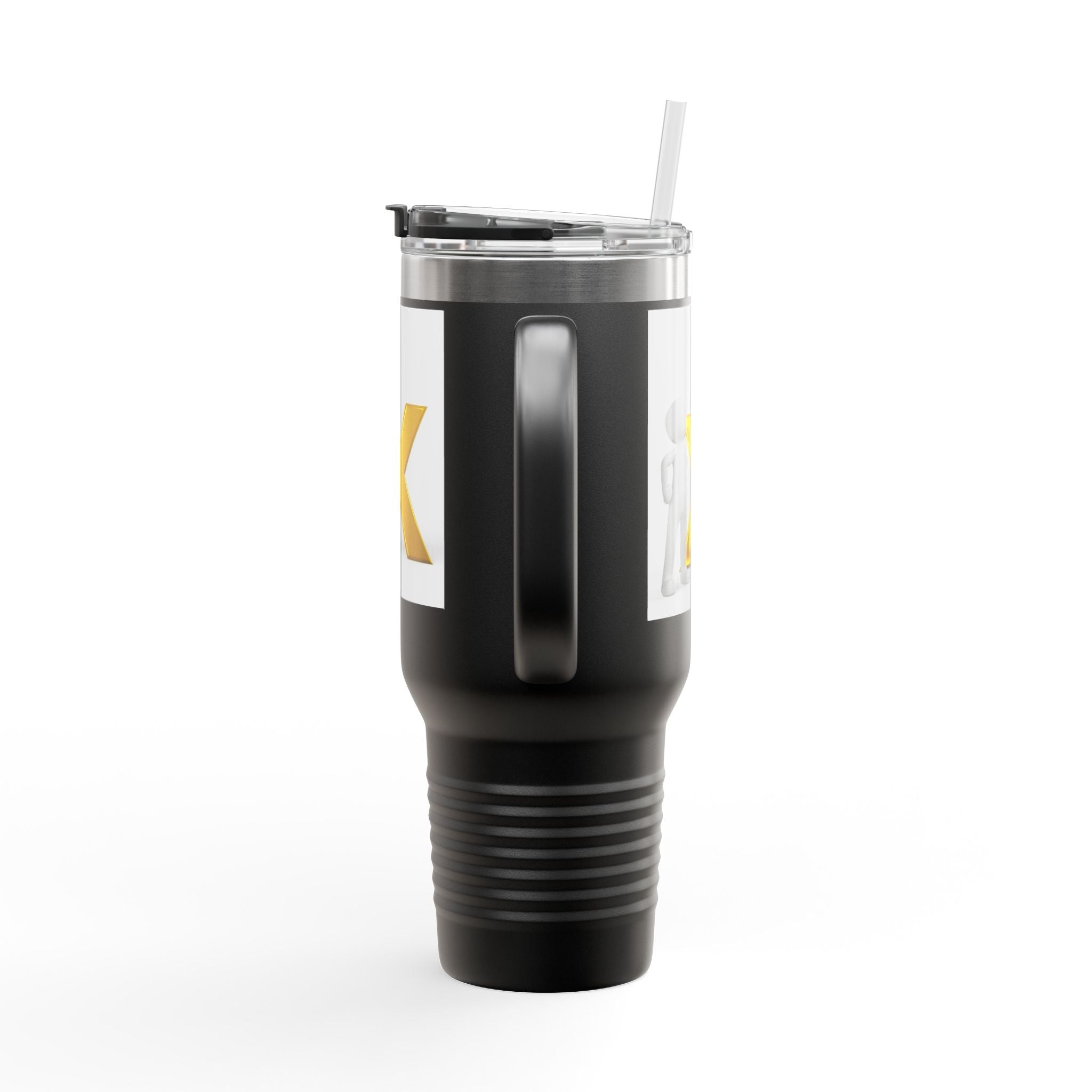 3D Stick Figure with Gold X Travel Mug | 40oz Insulated Tumbler