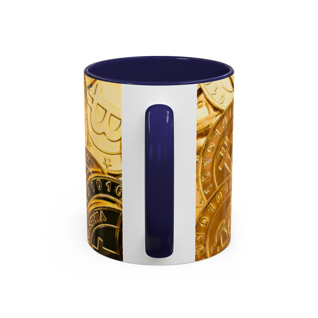 Bitcoin Coin Pattern Accent Coffee Mug | Cryptocurrency Coffee Mug