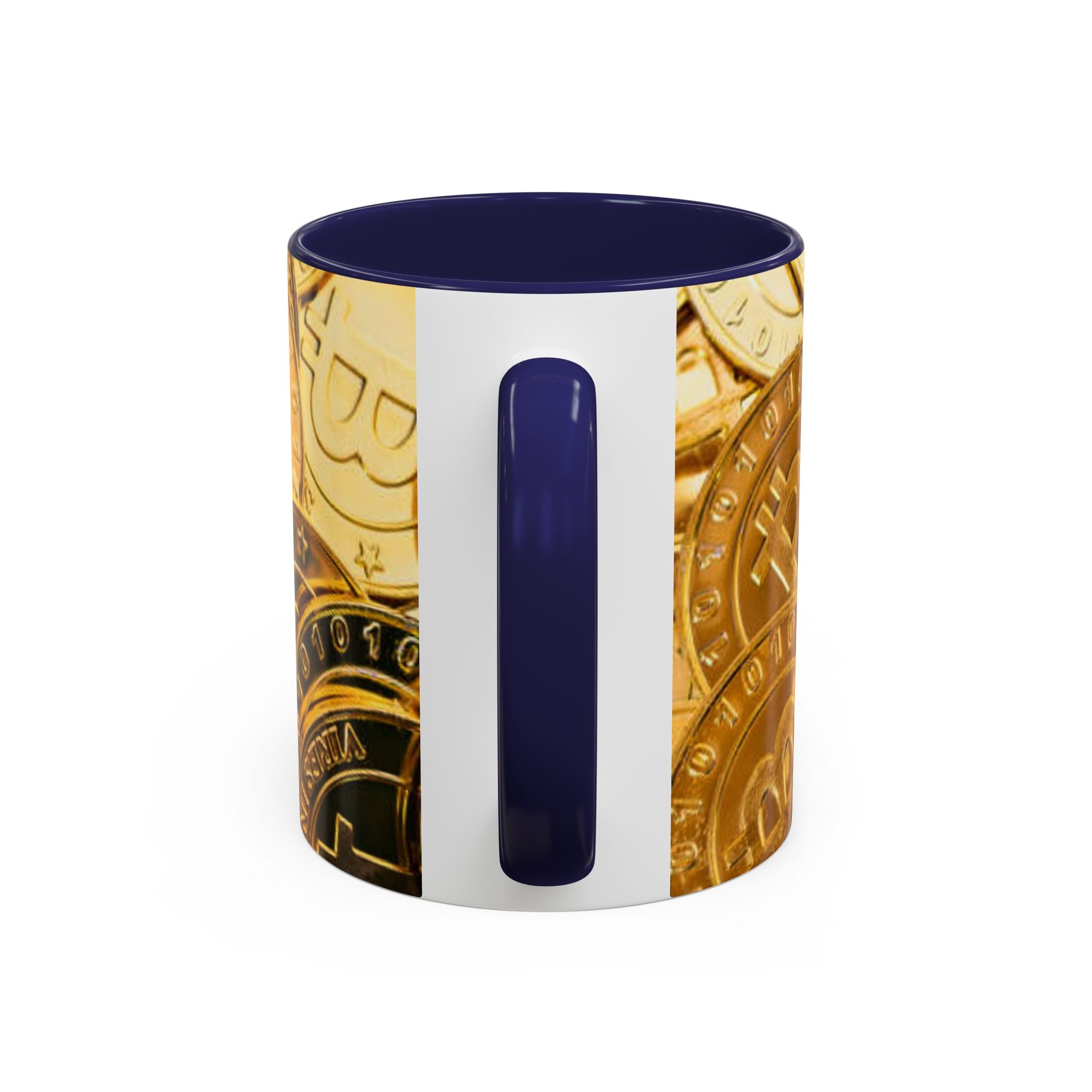 Bitcoin Coin Pattern Accent Coffee Mug | Cryptocurrency Coffee Mug