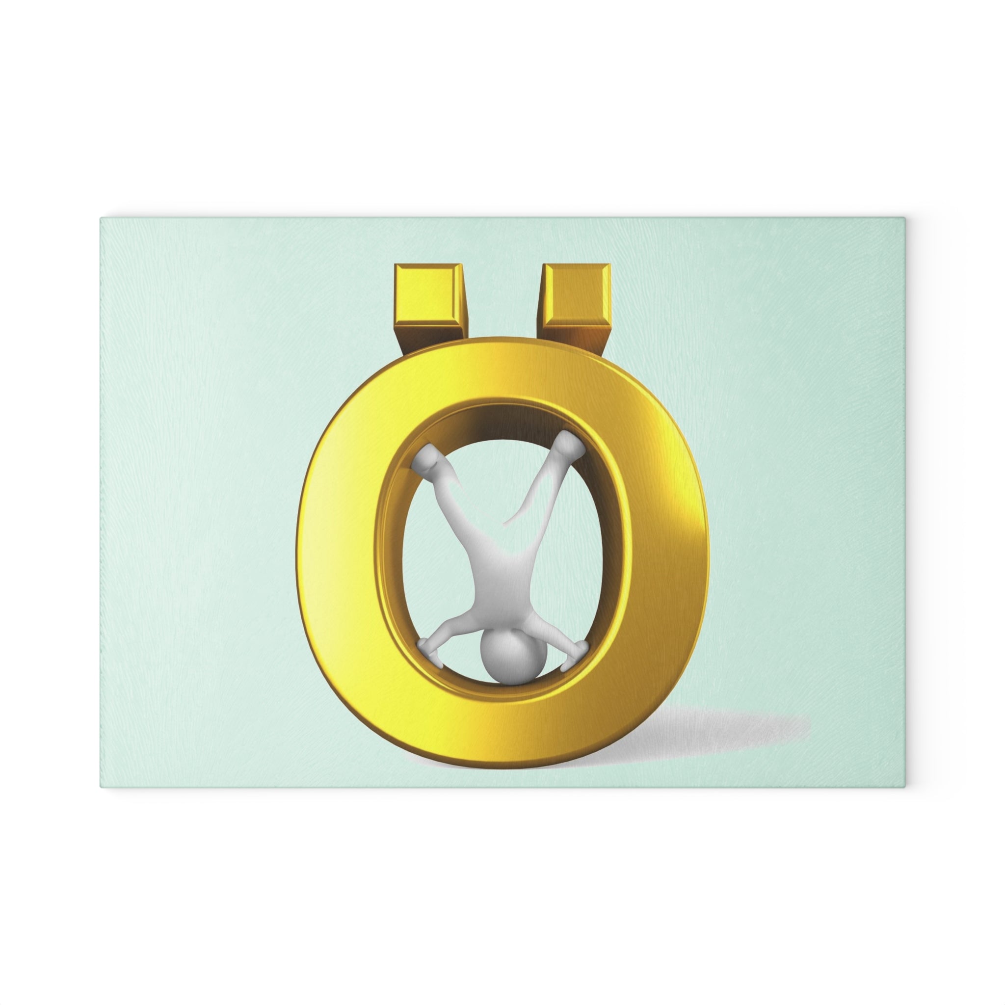 Gold Letter Ö Figure Glass Cutting Board | 3D Minimalist Kitchen Decor