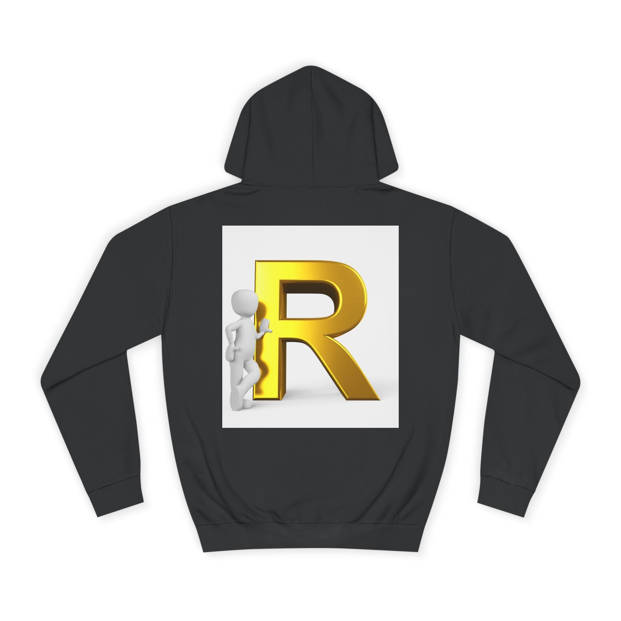 Gold Letter R Hoodie | 3D Character Leaning on R