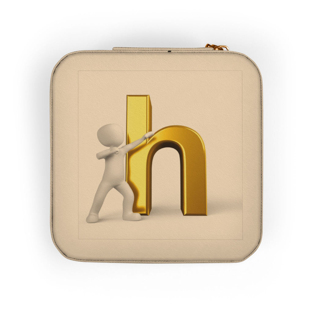 Gold Letter H Monogram Jewelry Travel Case | Small Pink Travel Jewelry Box