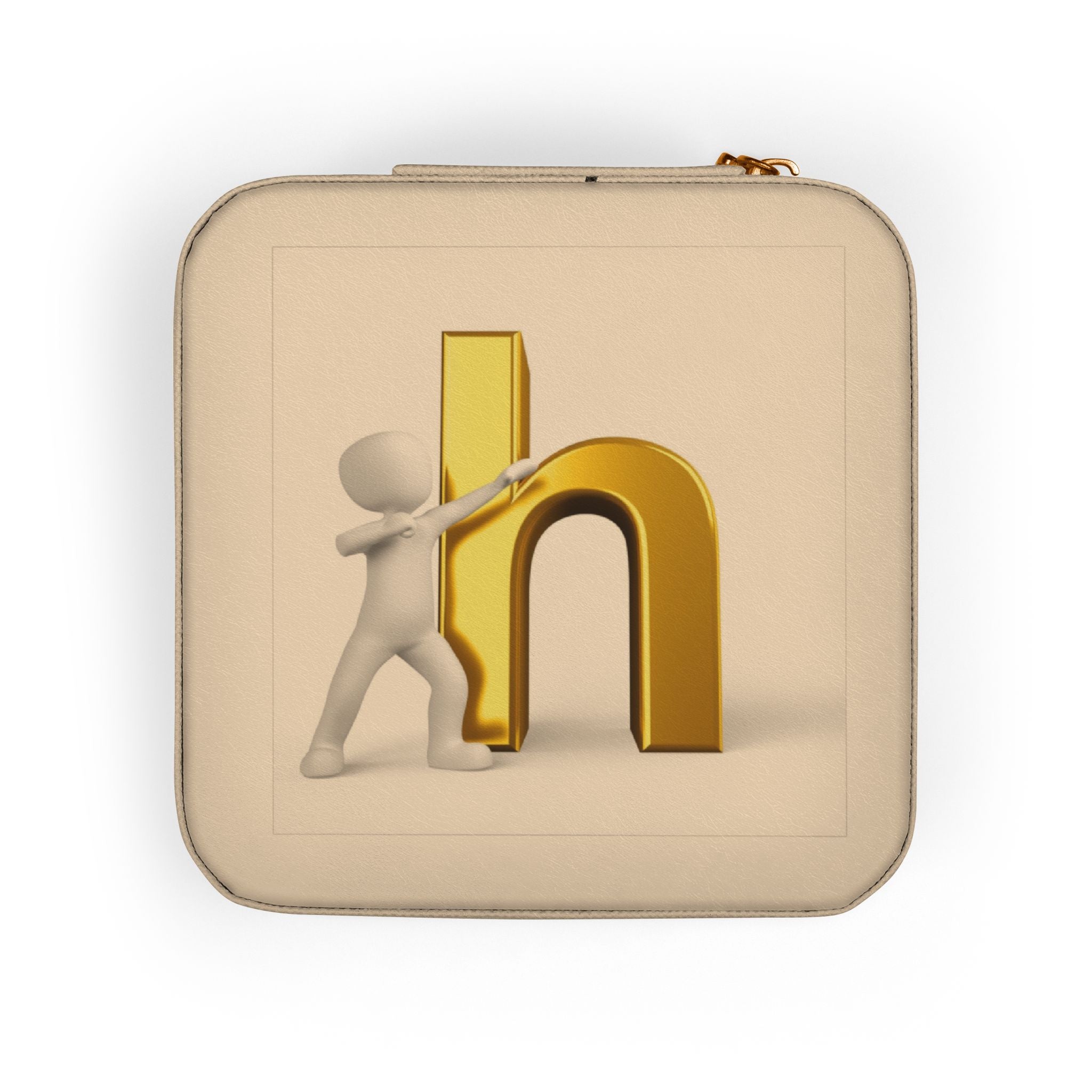 Gold Letter H Monogram Jewelry Travel Case | Small Pink Travel Jewelry Box