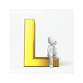 Gold Letter L with Sitting Figure Car Magnet | Alphabet Initial Vehicle Decal