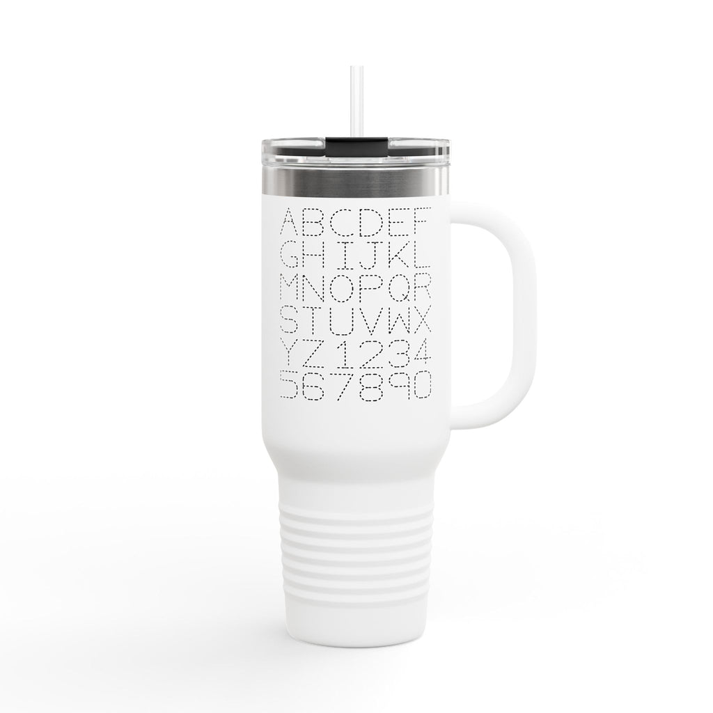 Alphabet Letters and Numbers Insulated Travel Mug | 40oz Tumbler