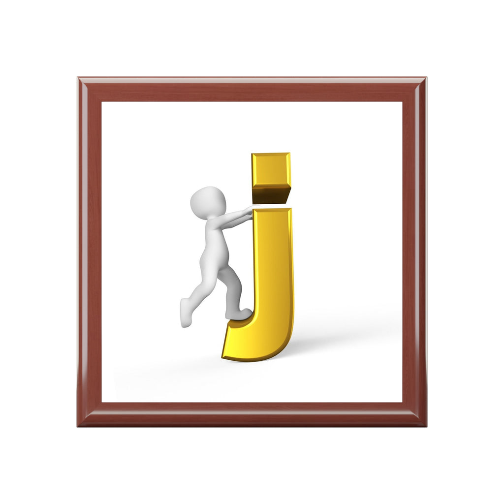 Gold Letter J with Climbing Figure Jewelry Box | Personalized Initial Decor