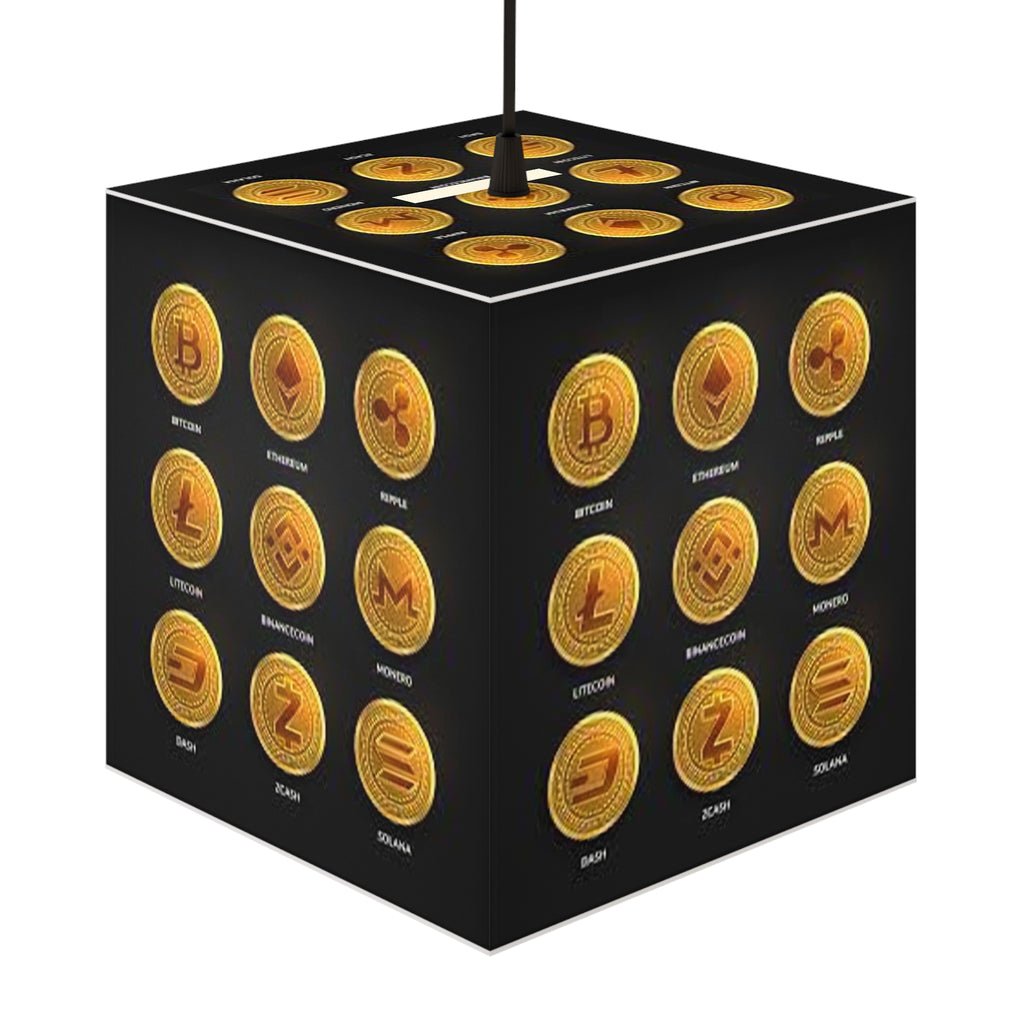 Cryptocurrency Coin Icons Light Cube Lamp | Bitcoin Ethereum Ripple Litecoin