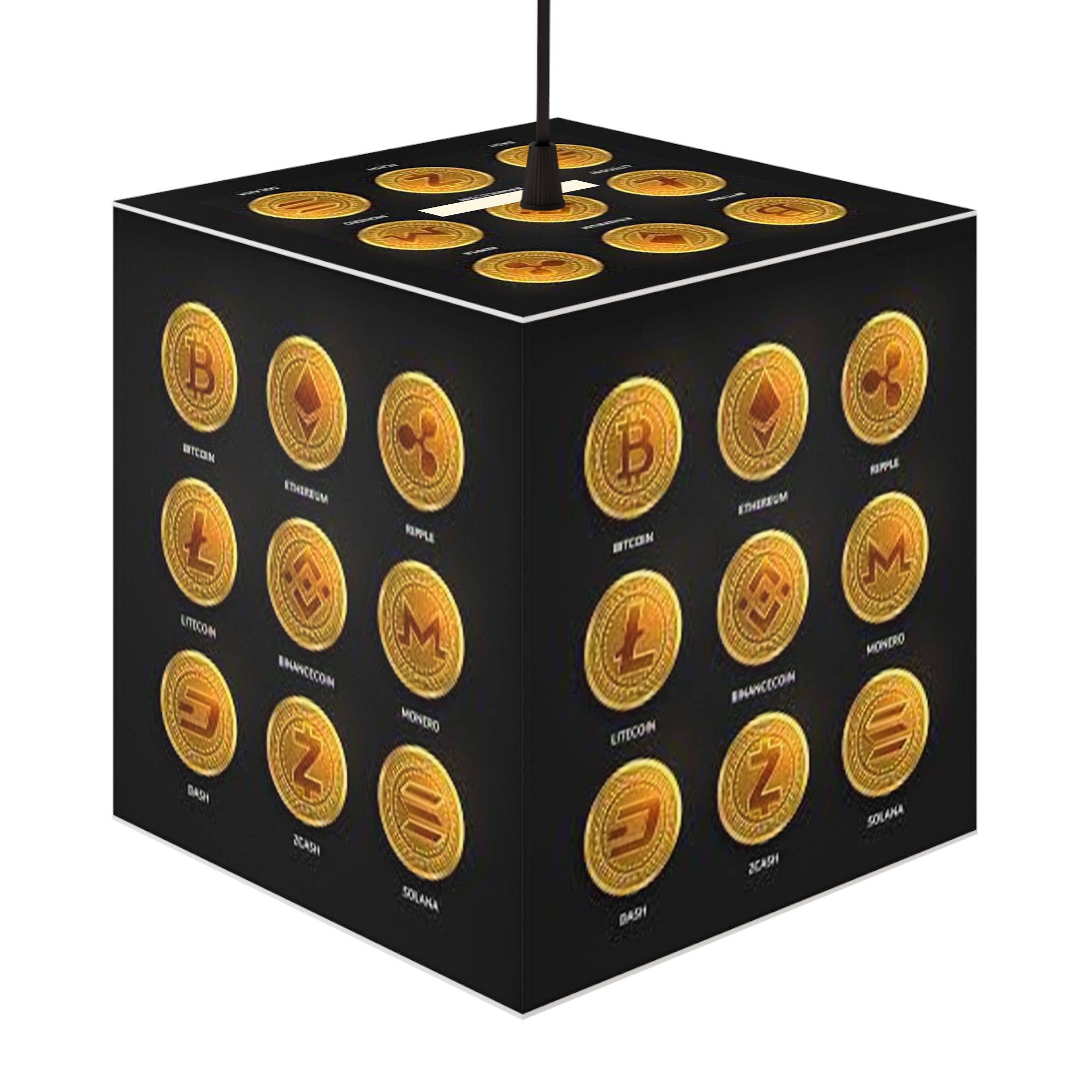 Cryptocurrency Coin Icons Light Cube Lamp | Bitcoin Ethereum Ripple Litecoin