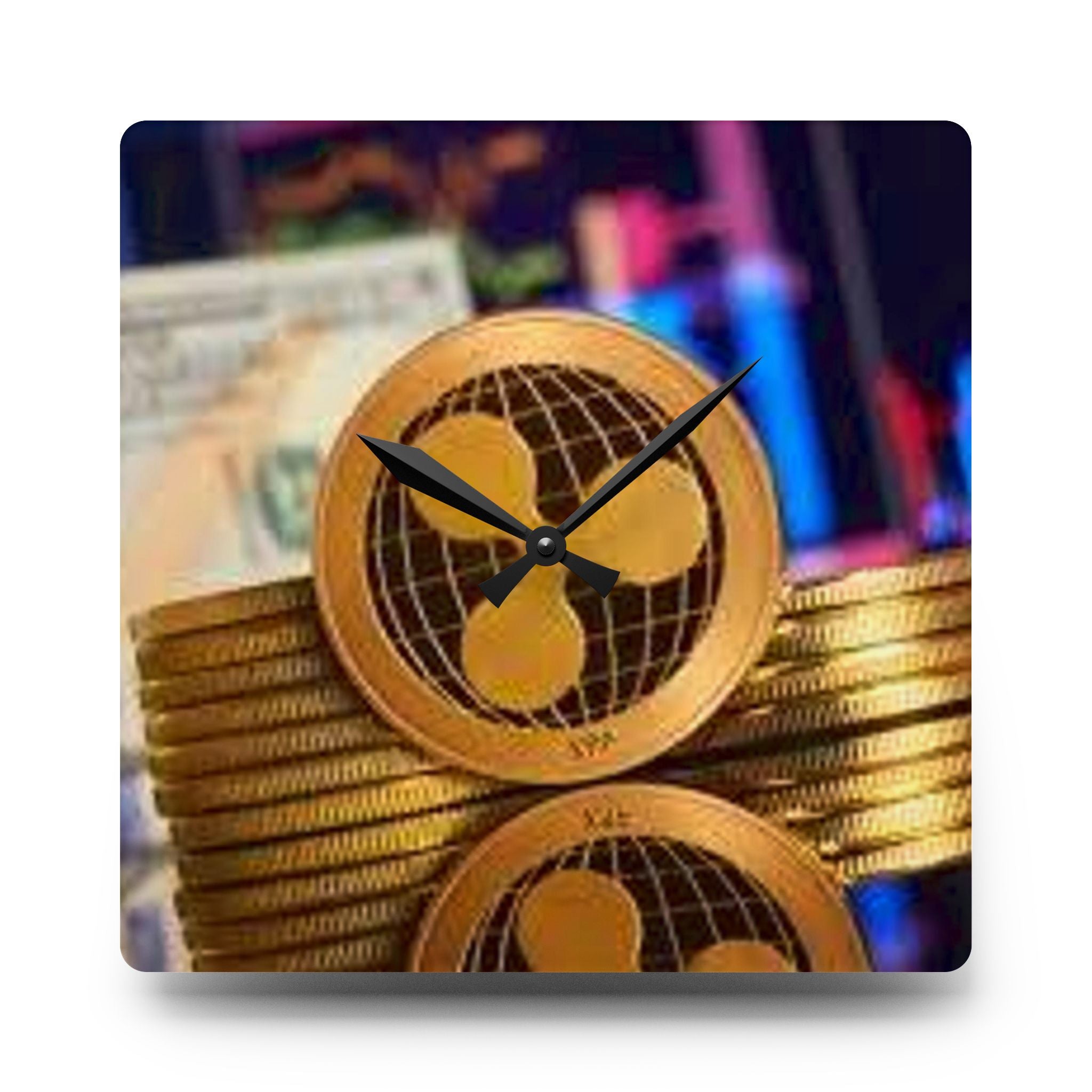 Ripple Cryptocurrency Coin Acrylic Wall Clock | Ripple XRP crypto decor