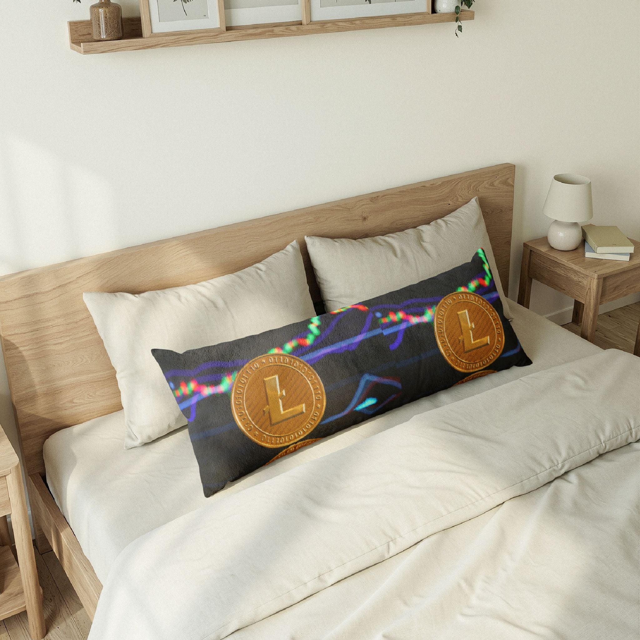 Litecoin Crypto Coins body pillow | Cryptocurrency trading chart design