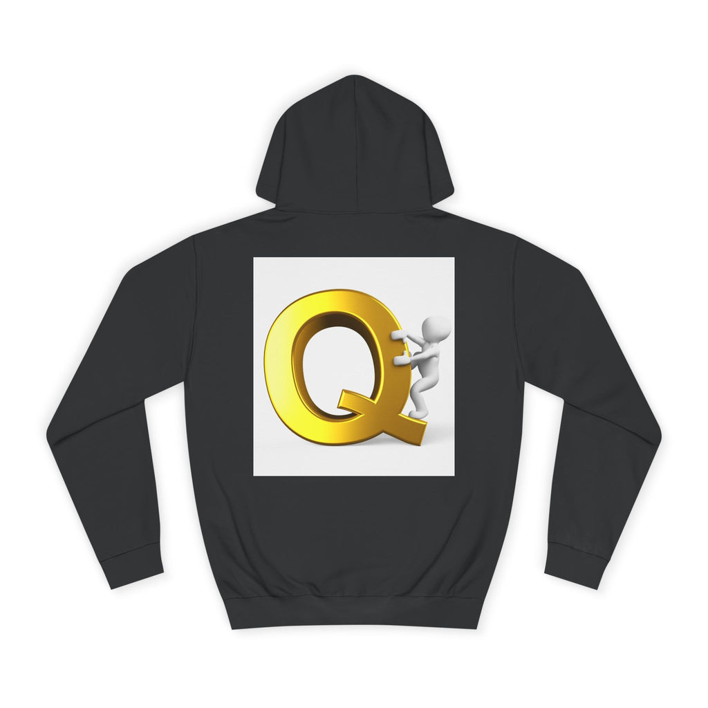 Golden Q Letter Hoodie | 3D Character Climbing Initial Sweatshirt