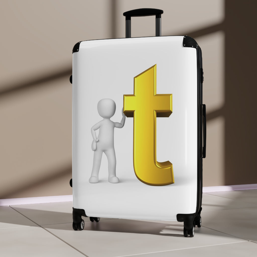 Yellow Letter T Graphic Suitcase | Personalized Monogram Luggage Cover