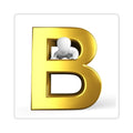 Gold 3D Letter B with Figure kiss-cut sticker | Monogram Sticker