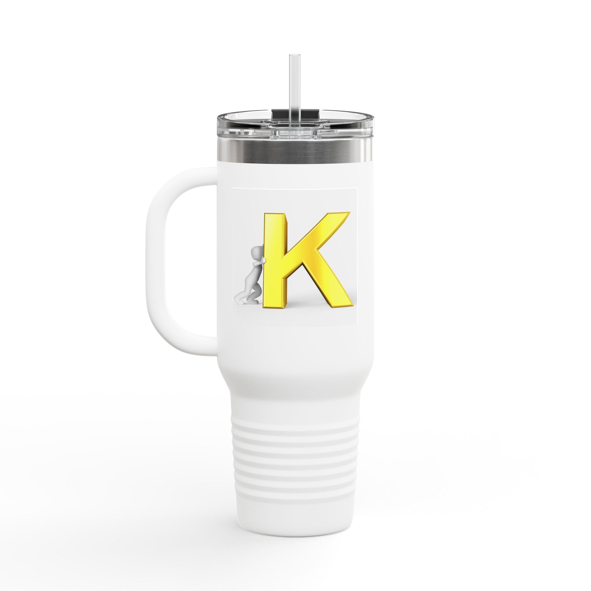 Yellow 3D Letter K monogram Insulated Travel Mug | 40oz