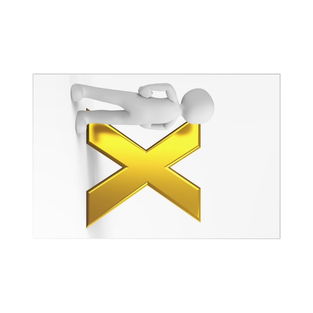 Gold X with 3D Person Postcards