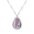 Oval Money Pendant Necklace — Teardrop Silver Locket with Euro Banknote Design