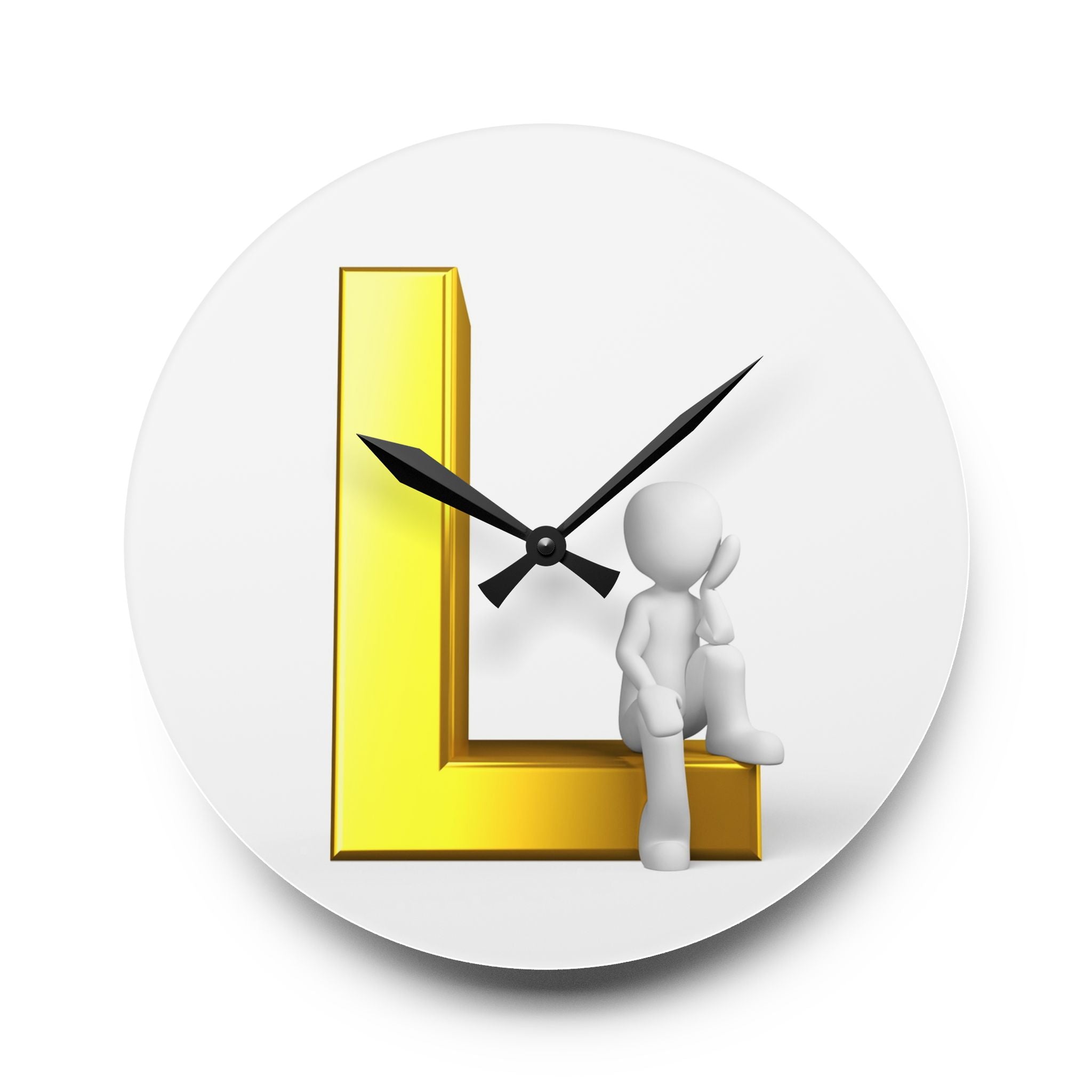 Horloge murale en acrylique avec lettre L en 3D | Décoration de monogramme initial