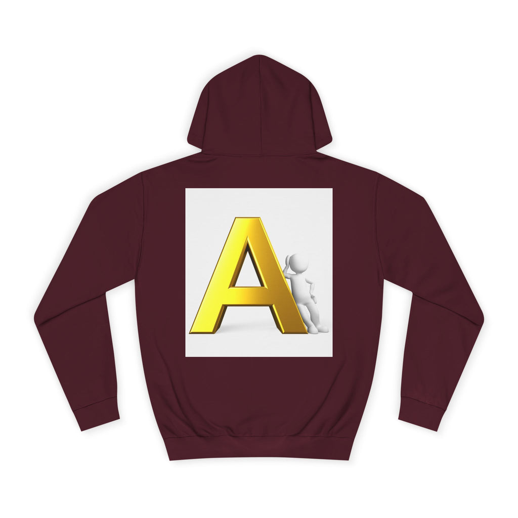 Gold 3D Letter A Hoodie | Monogram Initial A sweatshirt