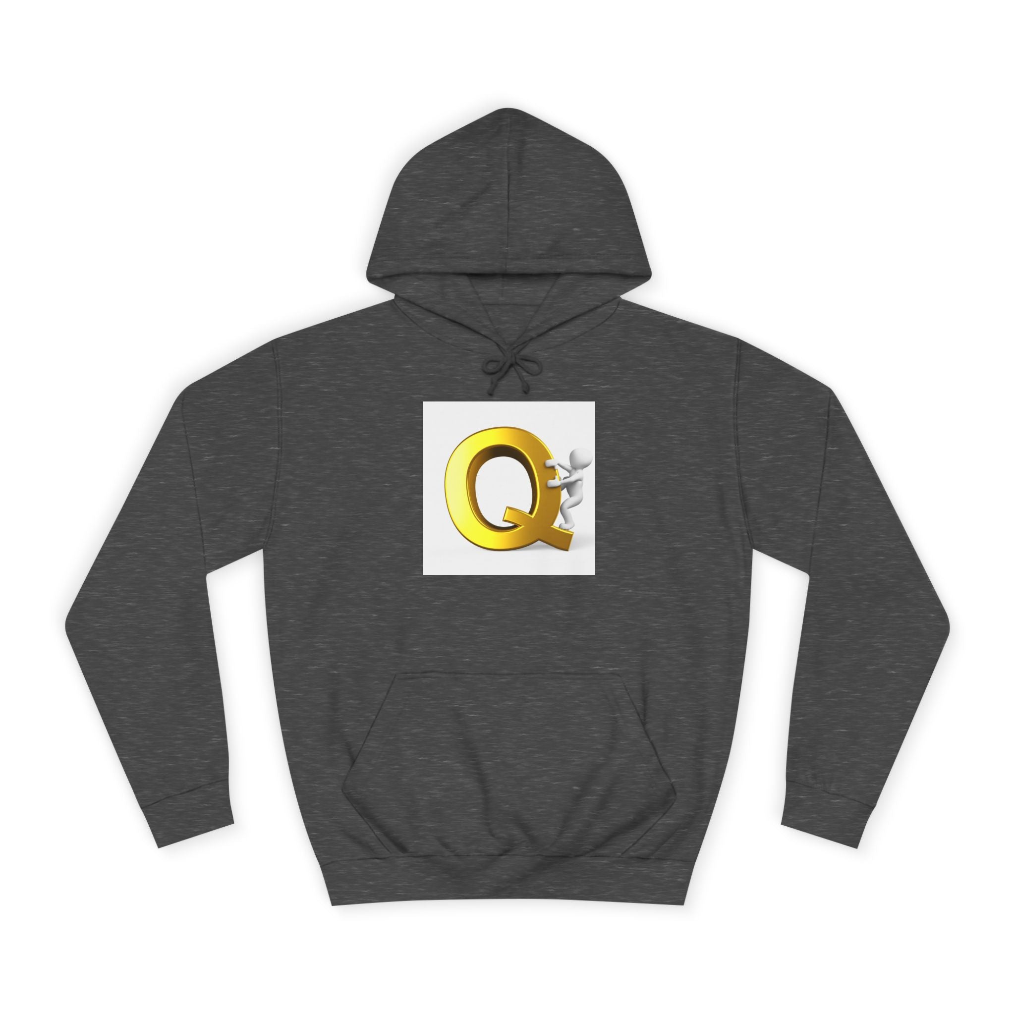 Golden Q Letter Hoodie | 3D Character Climbing Initial Sweatshirt