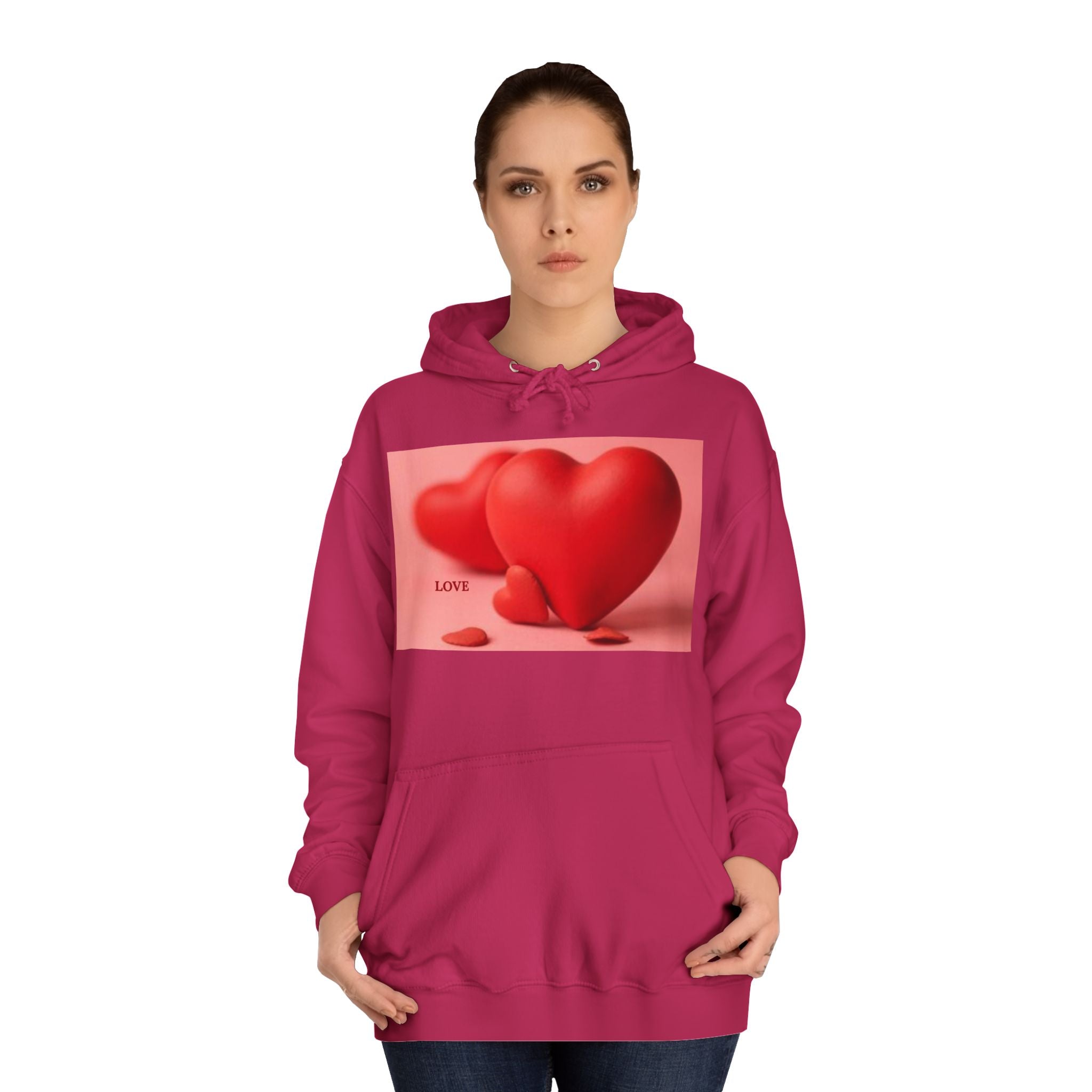 Cute 3D Heart Illustration Hoodie | Love Graphic Pullover
