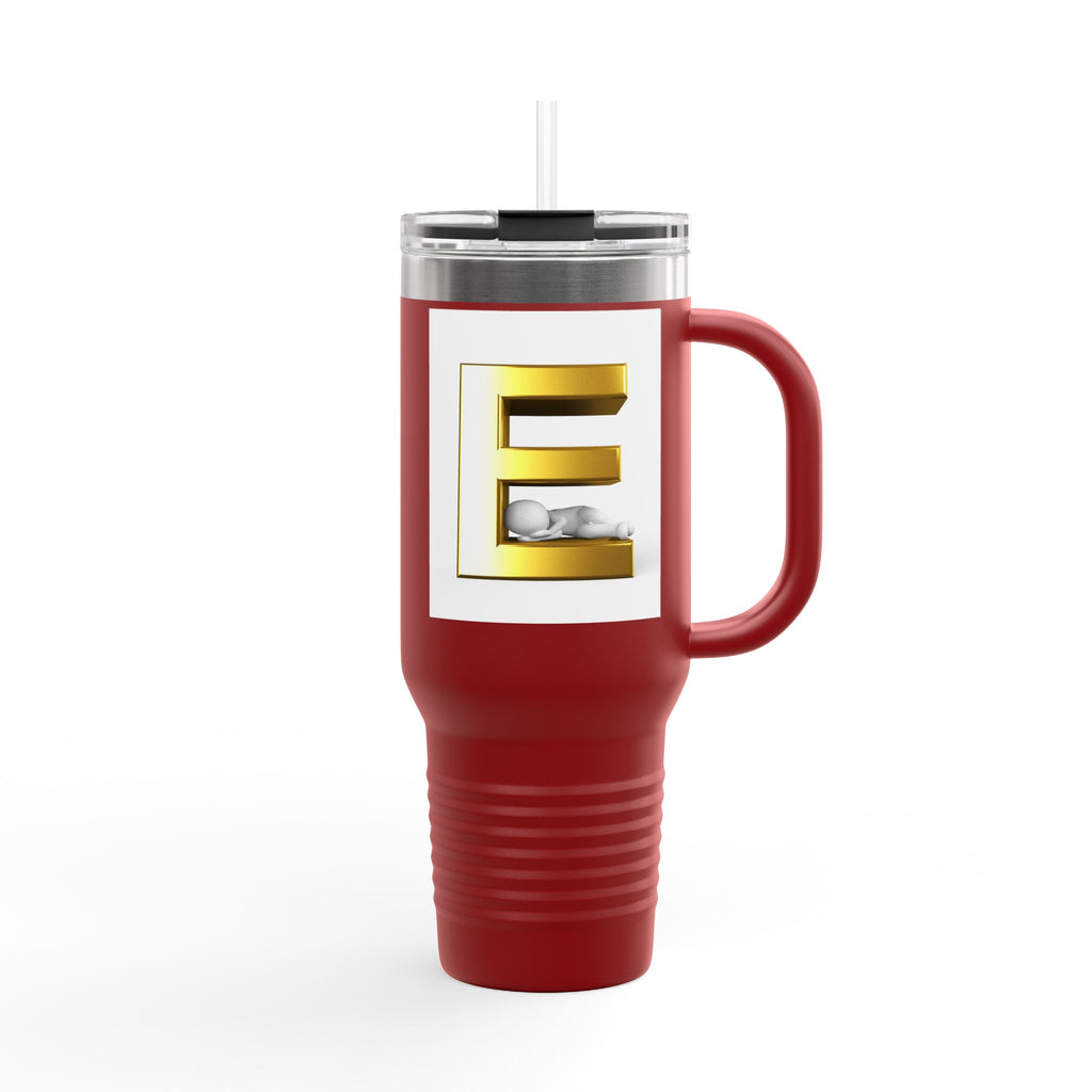 Gold Letter E Monogram Travel Mug | 40oz Insulated Tumbler
