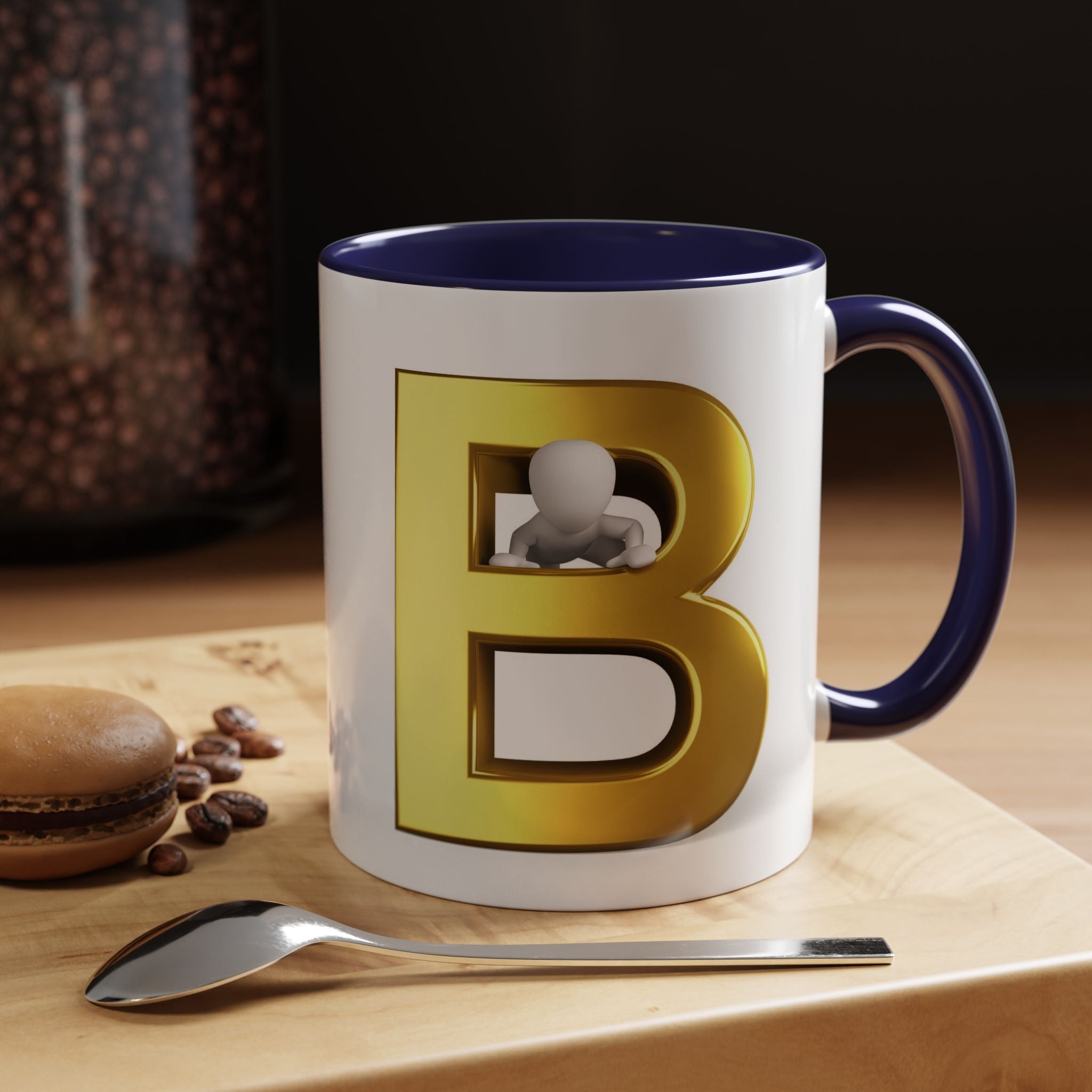 Gold Letter B with 3D Character Mug | Accent Coffee Mug