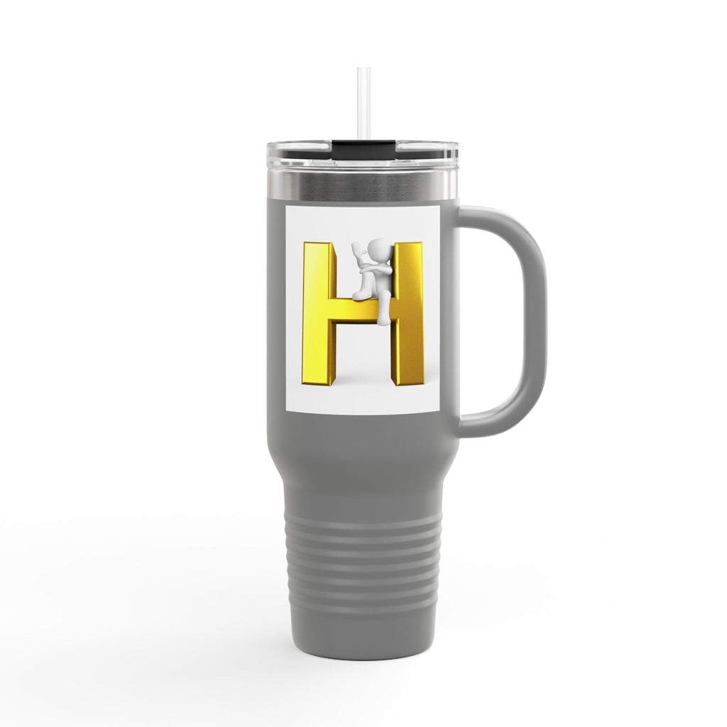 3D Yellow Letter H Monogram Travel Mug | 40oz Insulated Tumbler