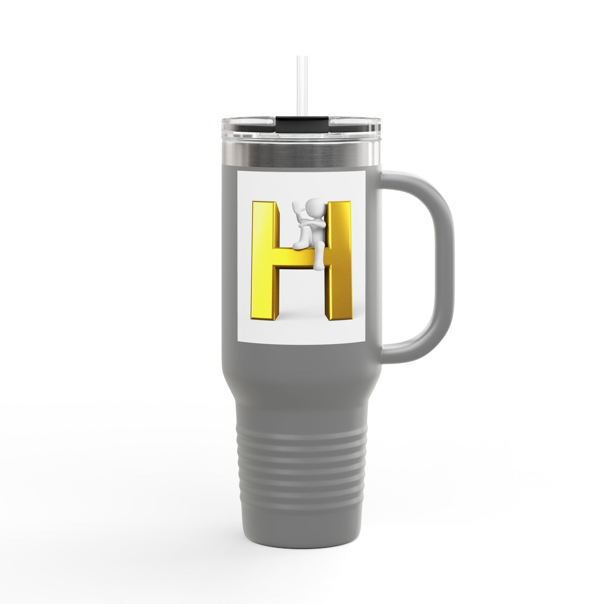 3D Yellow Letter H Monogram Travel Mug | 40oz Insulated Tumbler