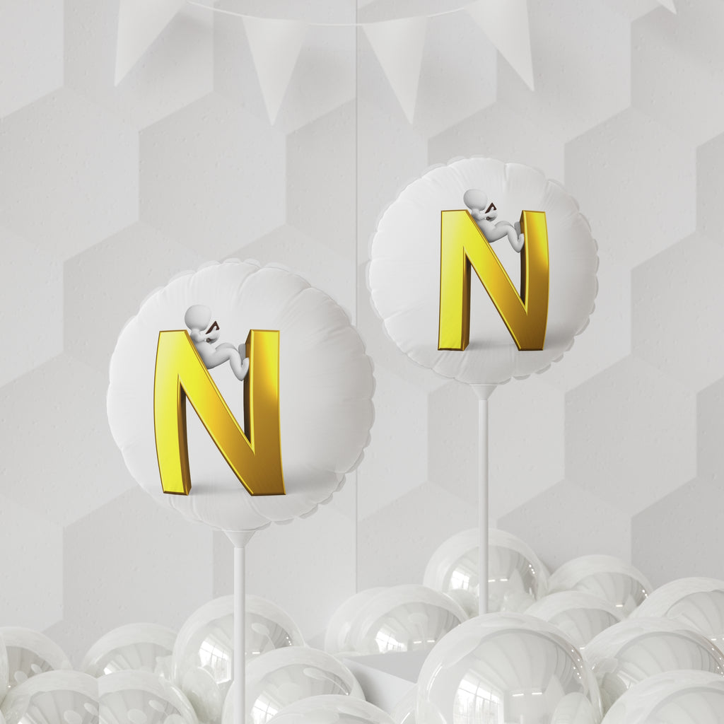 Gold Letter N Balloon Round 11" | Letter N Mylar Balloon