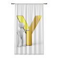 Gold Letter Y with 3D Figure Window Curtain | Monogram Initial Panel