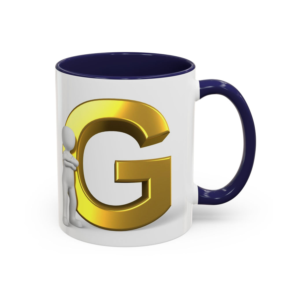 Gold Letter G with 3D Figure Coffee Mug | Initial Monogram Accent